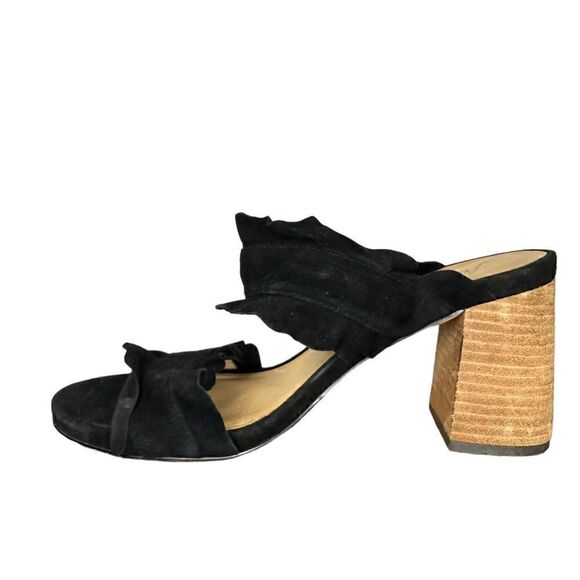 Free People Rosie Ruffle Black Suede Heels Size 39 (8.5) Block Heel - Picture 12 of 12